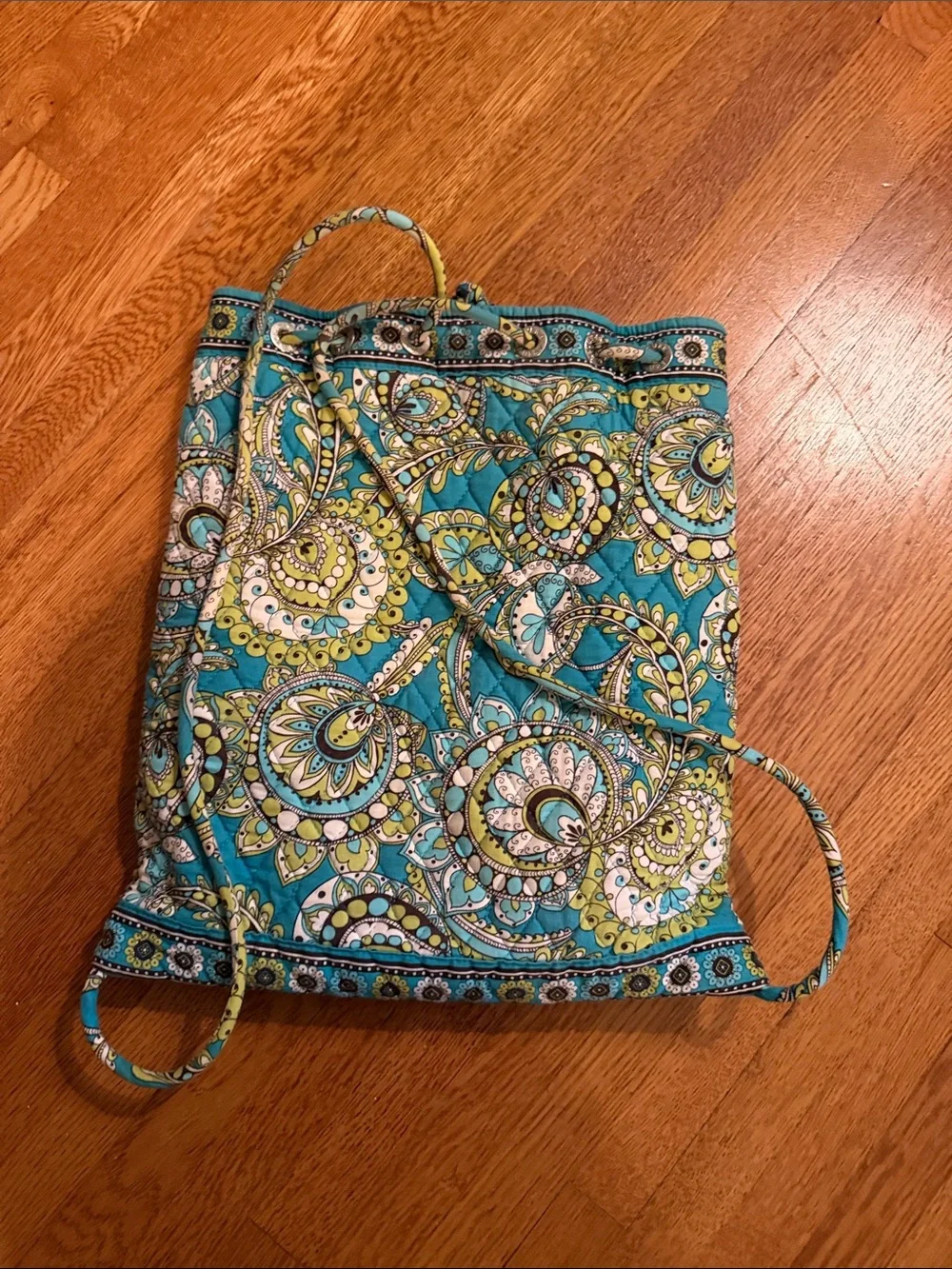 Vera Bradley (vintage) Teal Paisley Drawstring Tote Bag - Women